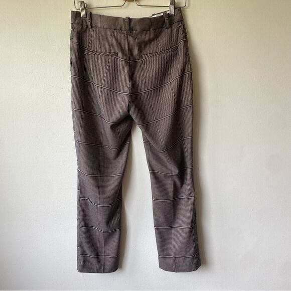H&M navy/tan plaid patterned high rise work pants size 6 - Picture 4 of 7